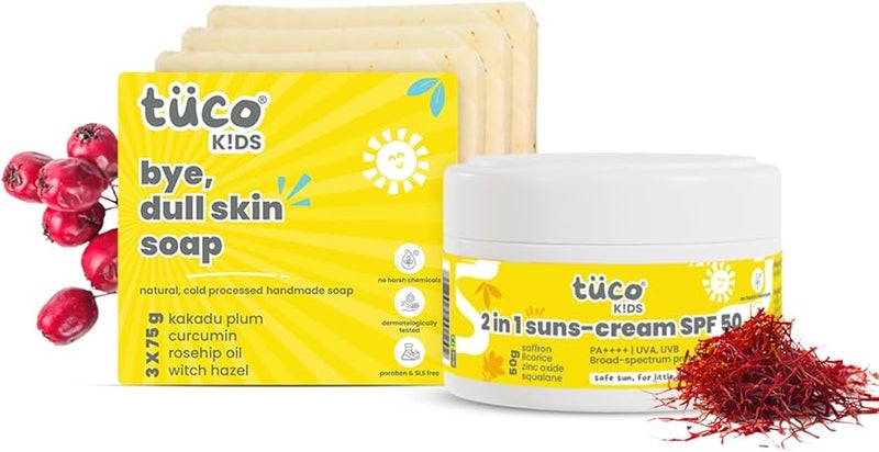 Tuco Kids Handmade Soap (75gx3) & Face Wash (100ml), Everyday Use for Ages 3+ Kids, Paraben & Sulphate Free - (Combo Pack of 4) - Image 2